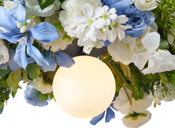 Boemska viseča svetilka črna z barvnimi cvetovi modre in bele barve - Flower Power