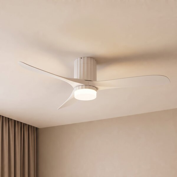 Lucande LED stropni ventilator Novri, bel, Ø 132 cm, CCT, Bela, Dnevna soba / jedilnica, Plastika, Sodobni