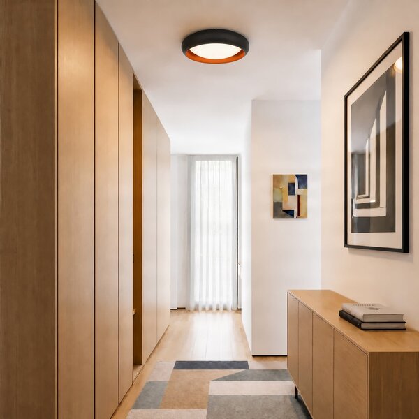 Lindby LED stropna svetilka Serava, črna, Ø 60 cm, z možnostjo regulacije, zatemnjen, Črna, Dnevna soba / jedilnica, Plastika, Sodobni