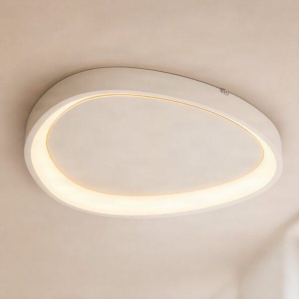 Lindby LED stropna svetilka Triangulo, bela, 42 cm, 3-stopenjsko zatemnjevanje, zatemnjen, Bela, Dnevna soba / jedilnica, Plastika, Sodobni