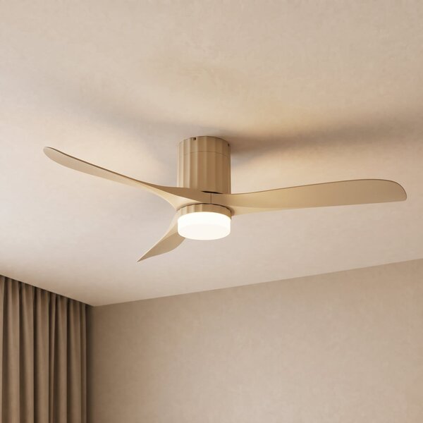 Lucande LED stropni ventilator Novri, bež, Ø 132 cm, CCT, Bež, Dnevna soba / jedilnica, Plastika, Sodobni