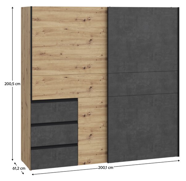 KONDELA Omara, hrast artisan/temno sivi beton, VIOLO