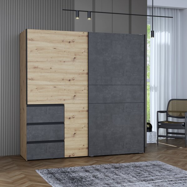 KONDELA Omara, hrast artisan/temno sivi beton, VIOLO