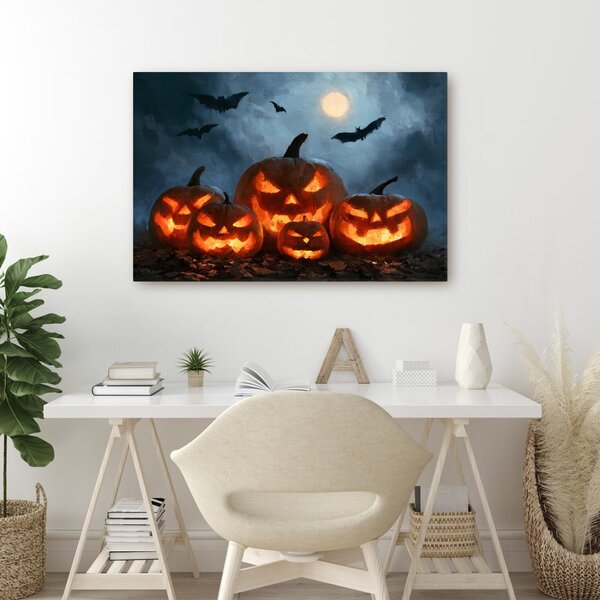 Slika halloweenske buče pod netopirji
