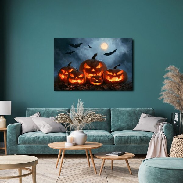 Slika halloweenske buče pod netopirji