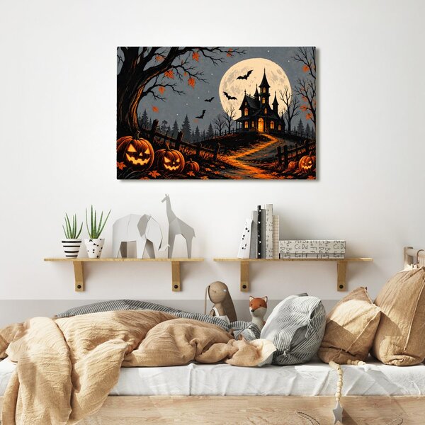 Slika strašljiva hiša pod polno luno