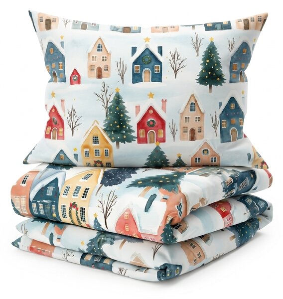 Bombažna posteljnina ZIMSKA VAS pisana Dimenzije posteljnine: 70 x 90 cm | 140 x 200 cm