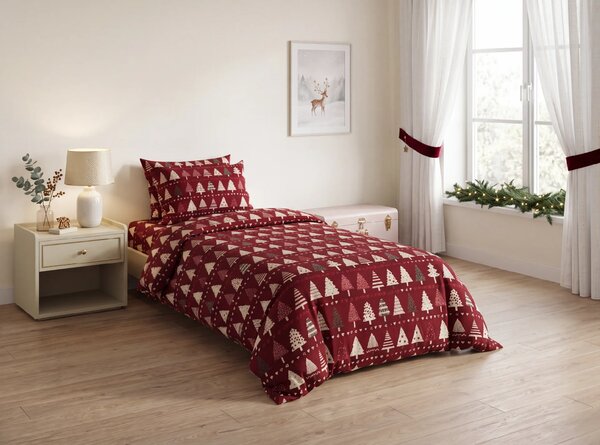 Bombažna posteljnina BURGUNDY TREES vinsko rdeča Dimenzije posteljnine: 70 x 90 cm | 140 x 200 cm
