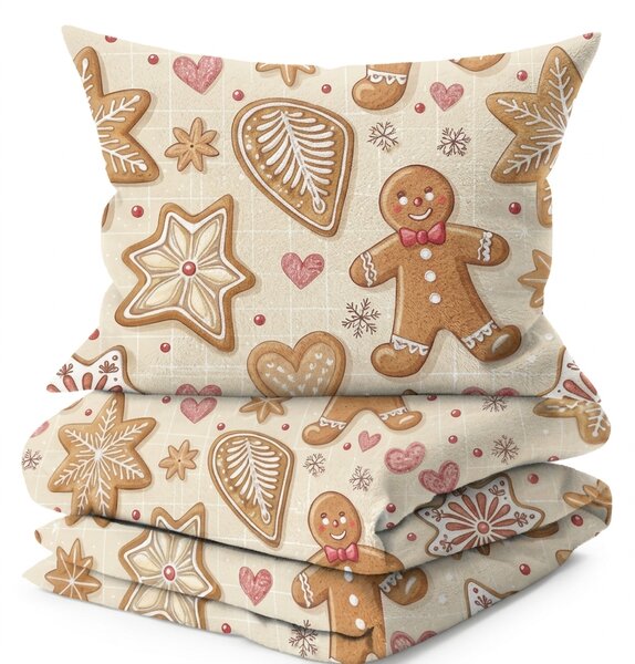 Bombažna posteljnina GINGERBREAD JOY bež Dimenzije posteljnine: 70 x 90 cm | 140 x 200 cm