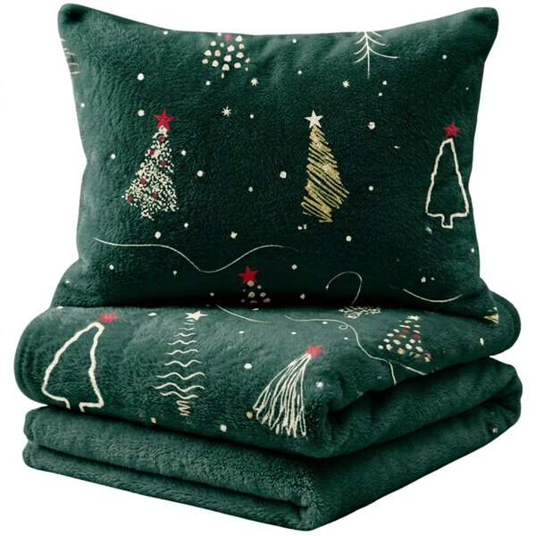 Posteljnina mikropliš CHRISTMAS DRIFT zelena Dimenzije posteljnine: 2 kom 70 x 90 cm | 200 x 220 cm