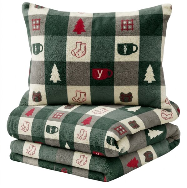 Posteljnina mikropliš CHRISTMAS SOCKS zelena Dimenzije posteljnine: 70 x 90 cm | 140 x 220 cm