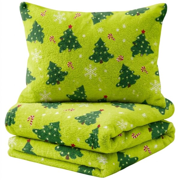 Posteljnina mikropliš CHRISTMAS TREE zelena Dimenzije posteljnine: 70 x 90 cm | 140 x 220 cm