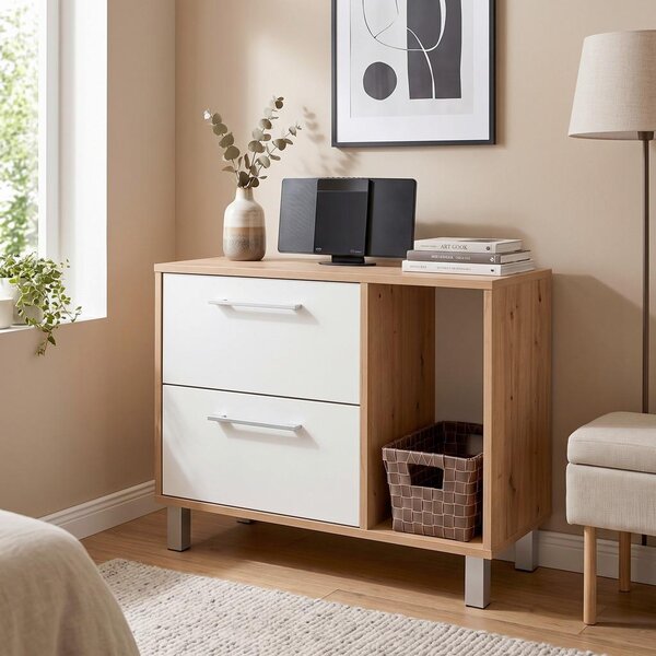 Modern Living Komoda Box, Bela, Barva Hrasta