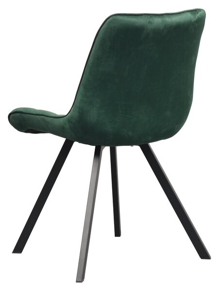 KONDELA Jedilni stol, temno zelena tkanina Velvet/črna, SAMIRA
