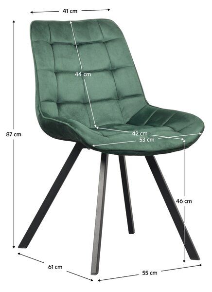 KONDELA Jedilni stol, temno zelena tkanina Velvet/črna, SAMIRA