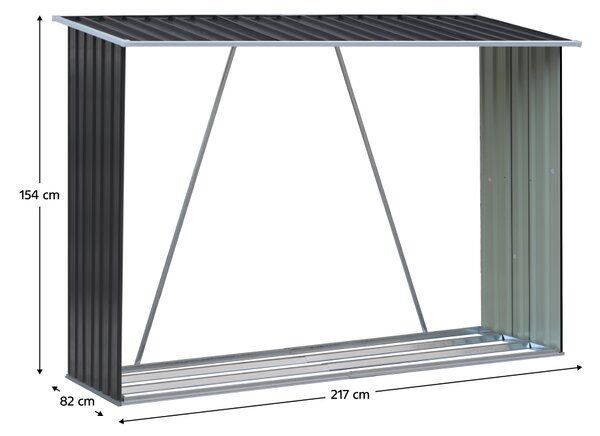KONDELA Lopa za drva, antracit/bela, 217x82x154 cm, DARYL TYP 2