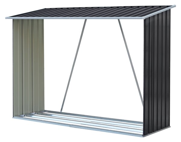KONDELA Lopa za drva, antracit/bela, 217x82x154 cm, DARYL TYP 2
