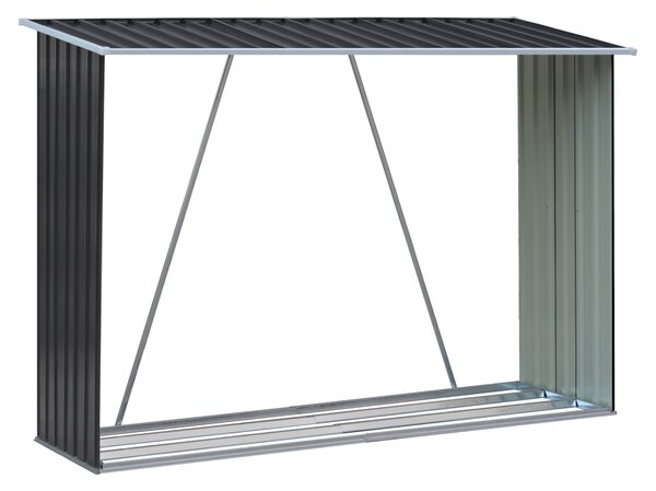 KONDELA Lopa za drva, antracit/bela, 217x82x154 cm, DARYL TYP 2