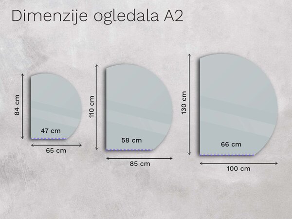 Netipično kopalniško ogledalo z LED osvetlitvijo A2 65x84