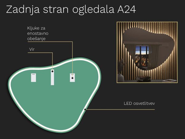 Organsko ogledalo LED z osvetlitvijo A24 62x50