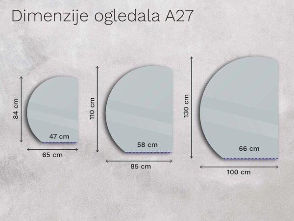 Netipično kopalniško ogledalo z LED osvetlitvijo A27 65x84