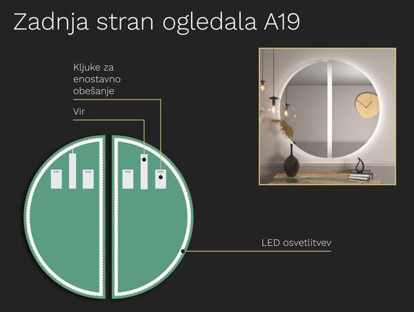 Netipično ogledalo z LED osvetlitvijo A19 S