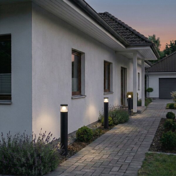 Lucande LED svetilka Darja, antracitna, kovinska, 100 cm, IP54, Siva, Kovina, Sodobni