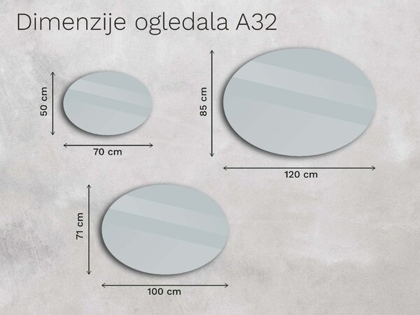 Ovalno kopalniško ogledalo z LED osvetlitvijo A32 70x50