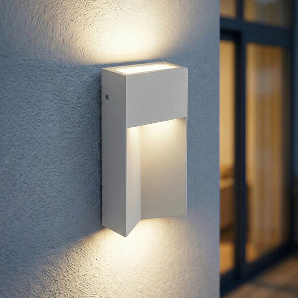 Lucande LED-stenna svetilka za zunanjo uporabo Kaholo, svetlo siva, CCT, IP44, Siva, Aluminij, Sodobni