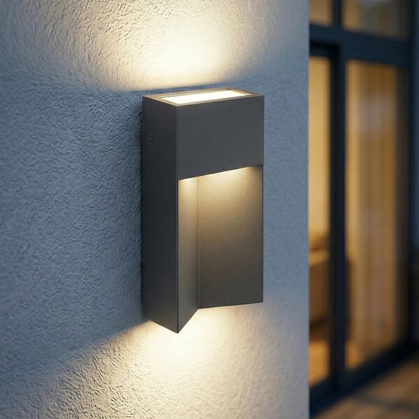 Lucande LED-stenna svetilka za zunanjo uporabo Kaholo, mat črna, CCT, IP44, Črna, Aluminij, Sodobni