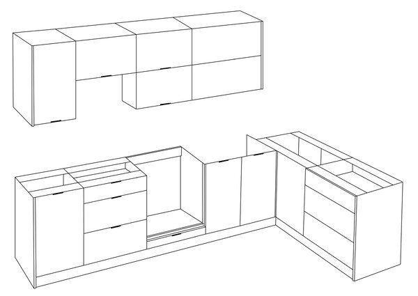 KONDELA Univerzalen kotni kuhinjski blok, 300x180, hrast artisan/črna, NOLDIC