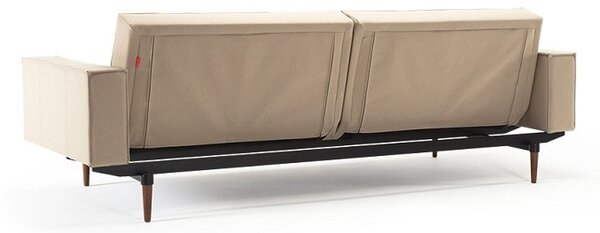 Kavč SPLITBACK SOFA BED z rokonasloni in temno stileto lesenimi nogicami-Svetlo modra