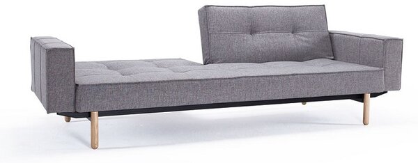 Kavč SPLITBACK SOFA BED z rokonasloni in s svetlo lesenimi nogicami-Temno siva