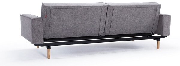 Kavč SPLITBACK SOFA BED z rokonasloni in s svetlo lesenimi nogicami-Temno siva