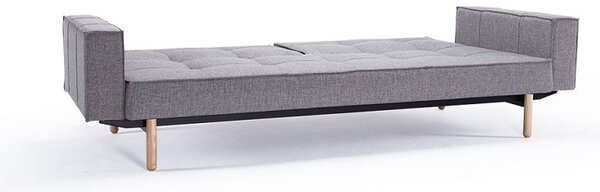 Kavč SPLITBACK SOFA BED z rokonasloni in s svetlo lesenimi nogicami-Temno siva