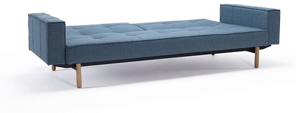 Kavč SPLITBACK SOFA BED z rokonasloni in s svetlo lesenimi nogicami-Temno siva