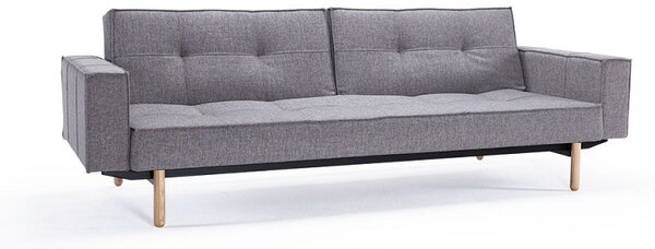 Kavč SPLITBACK SOFA BED z rokonasloni in s svetlo lesenimi nogicami-Temno siva