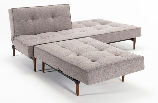 Kavč SPLITBACK SOFA BED s temno stileto lesenimi nogicami-Temno siva