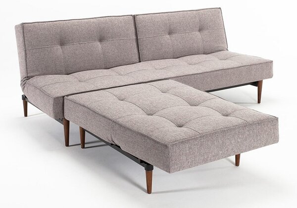 Kavč SPLITBACK SOFA BED s temno stileto lesenimi nogicami-Temno siva