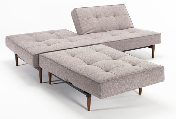 Kavč SPLITBACK SOFA BED s temno stileto lesenimi nogicami-Temno siva