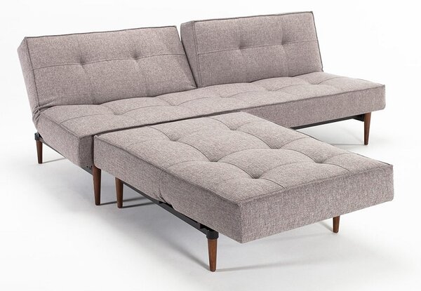 Kavč SPLITBACK SOFA BED s temno stileto lesenimi nogicami-Temno siva