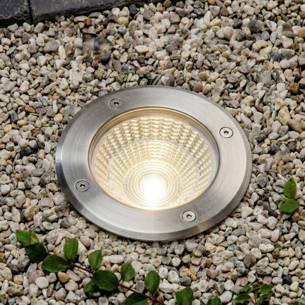 Arcchio LED-talni vgradni reflektor Thentos, Ø 12 cm, 60°, nikljev, IP67, Kovinska, Nerjaveče jeklo