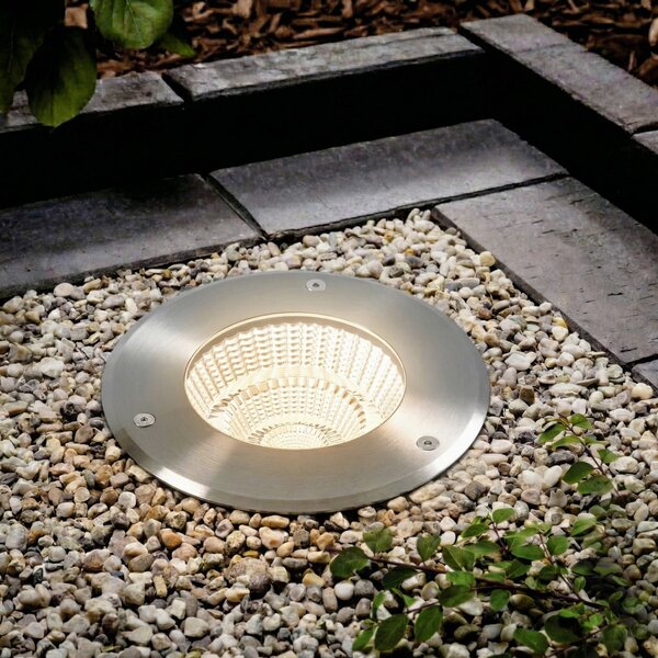 Arcchio LED-talni vgradni reflektor Thentos, Ø 18 cm, 60°, nikljev, IP67, Kovinska, Nerjaveče jeklo