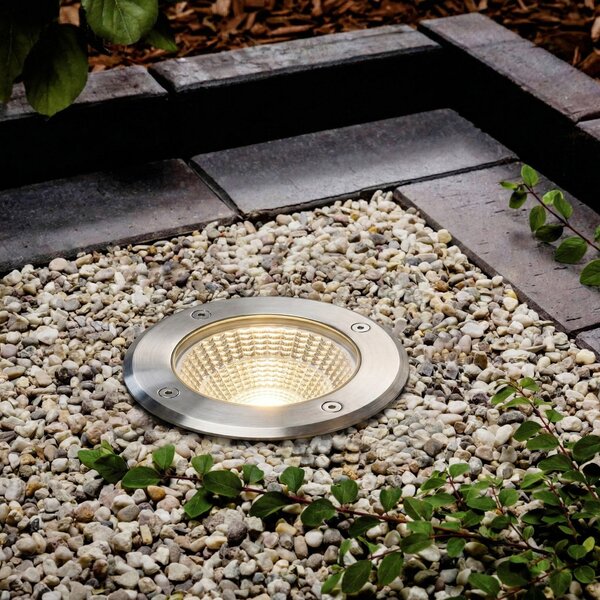 Arcchio LED-talni vgradni reflektor Thentos, Ø 12 cm, 60°, nikljev, IP67, Kovinska, Nerjaveče jeklo