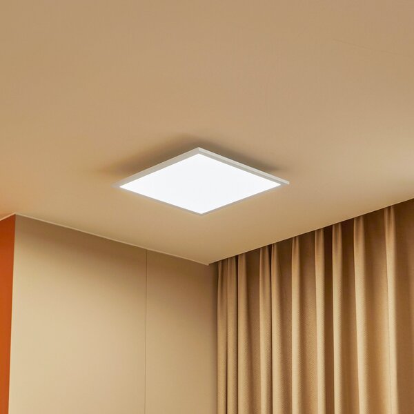 Lindby LED plošča Lamin, bela, 40 cm, CCT, z možnostjo zatemnitve, daljinski, zatemnjen, Bela, Dnevna soba / jedilnica, Kovina, Sodobni