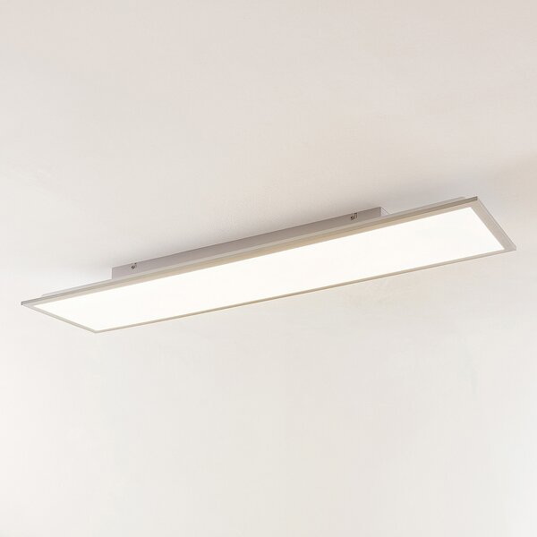 Lindby LED-Panel Stenley, 4.000 K, 120 cm x 30 cm, srebrna/bela, Bela, Kuhinja, Plastika, Sodobni