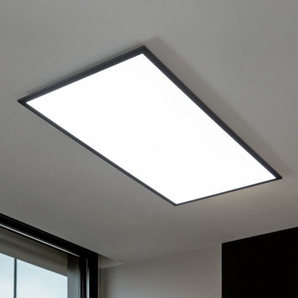 Lindby LED panel Nelios, 120 x 60 cm, CCT, črna, kovina, zatemnjen, Črna, Kuhinja, Plastika, Sodobni