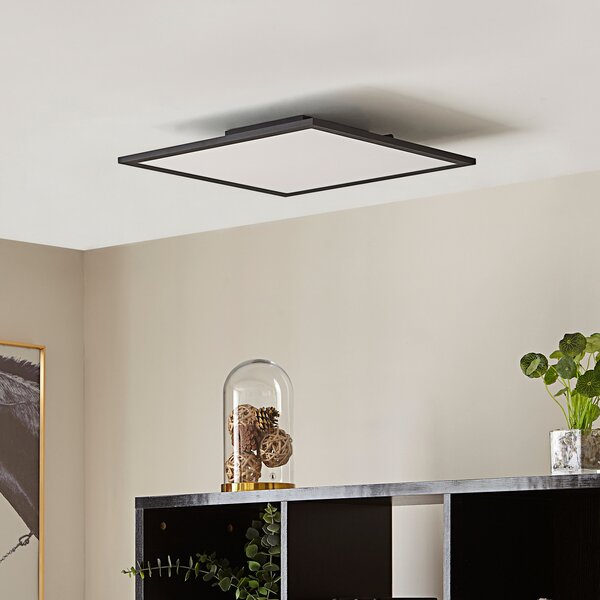 Lindby LED plošča Lamin, črna, 40 cm, CCT, z možnostjo zatemnitve, daljinski, zatemnjen, Črna, Dnevna soba / jedilnica, Kovina, Sodobni