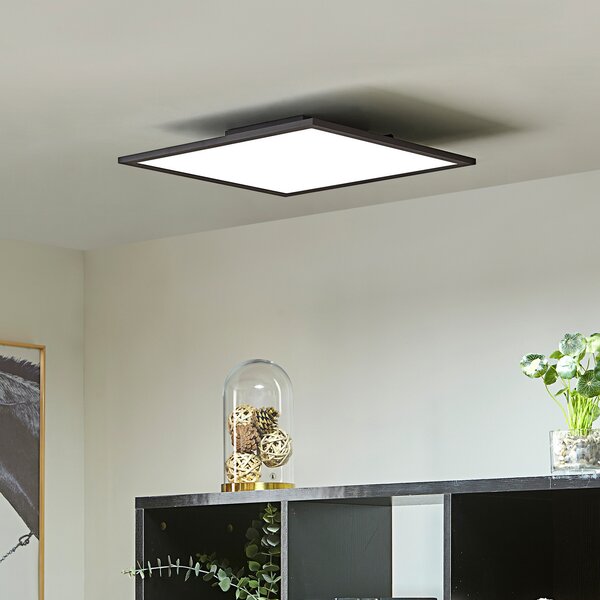 Lindby LED plošča Lamin, črna, 40 cm, CCT, z možnostjo zatemnitve, daljinski, zatemnjen, Črna, Dnevna soba / jedilnica, Kovina, Sodobni