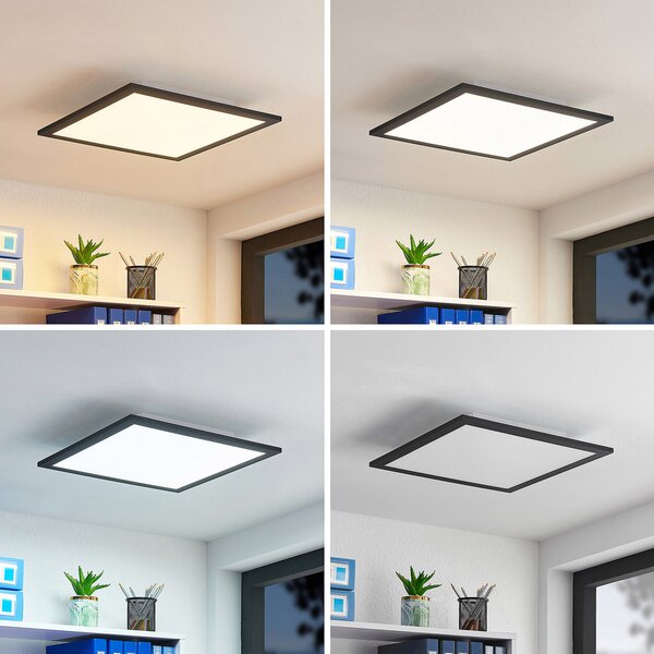 Lindby LED panel Nelios, 40 x cm, CCT, črna, kovina, zatemnjen, Črna, Kuhinja, Plastika, Sodobni